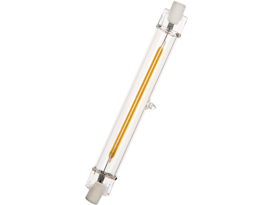 R7S LED pære - 240V 8W 360° 118mm, Varm hvid (glas)