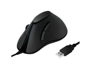 Mus - Ergonomisk, vertikal, 5-knapper, Sort