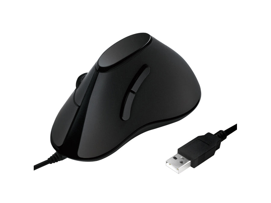 Mus - Ergonomisk, vertikal, 5-knapper, Sort