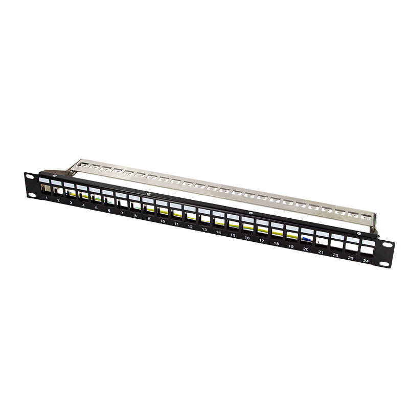 19" Patch panel - 1U, 24 x keystone porte, Sort
