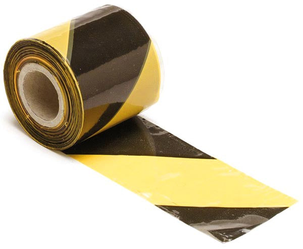 Advarselsbånd - Gul/sort, 80mm x 250M