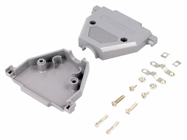 Hus for D-SUB - 37pol (og 62pol HD), Grå plast