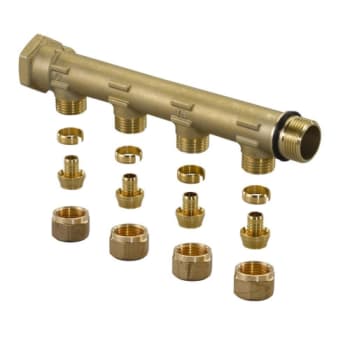 Uponor Aqua PLUS fordelerrør PEX WTR DR G3/4"MT/FT 4X15 c/c50mm