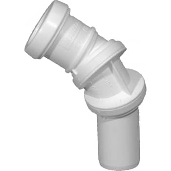 32 mm x 0/90° Bøjning muffe/nippel afløb hvid PP