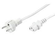 Strømkabel - CEE7/7 han til C13 (3pol AC hun), Hvid (5m)
