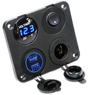 USB panel - 2 x 5V/2,1A USB, 12V cigar, LED voltmeter, kont.