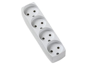 4-stikdåse m/jord grå 250V 10A