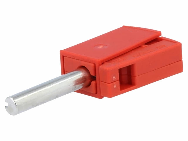 4mm Bananstik m. ledningsklemme - Rød, 20A