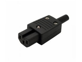 Apparatstik - IEC320-C15, 3pol hun (høj-temp.), Sort
