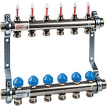 WATTS manifold 1", flowmeter, endesæt og beslag, 8 kredse