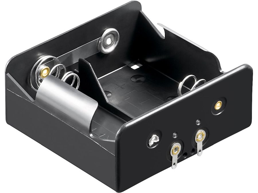 Batteriholder til 2xD bat. (m. loddeflige)