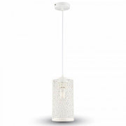 Pendel lampe med mønster E27 - Mat hvid