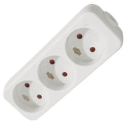 Stikdåse 3 udtag Hvid u. jord u. ledning