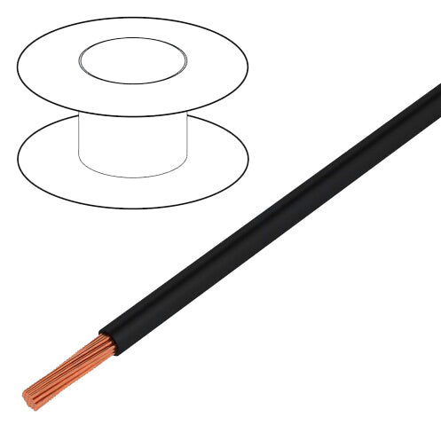 Silikoneledning - 2,5mm² højflexibel, Sort (metervare)