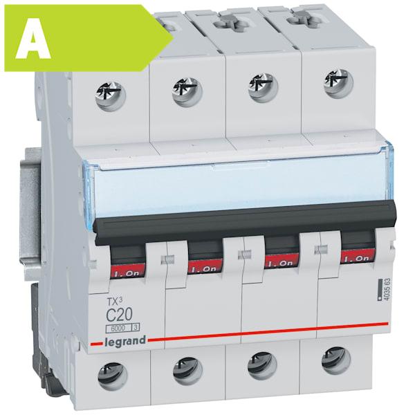 Automatsikring RX3 C 16A 4P (3P+N), 4M, 6kA