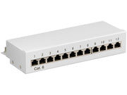 Patch panel - 12 x RJ45 CAT6 skærmet, Grå