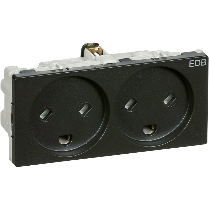 Stikkontakt EDB 2 modul 2-pol med jord koksgrå