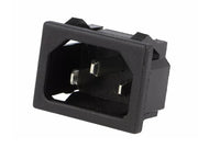 Apparatfatning - C14 han, tryklås, Sort (4,8mm spadestik)