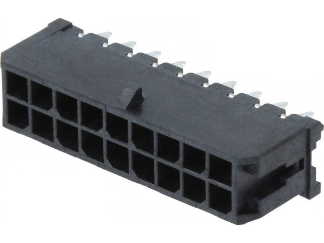 Ledning-til-print fatning, Micro-Fit 3.0 - 2x9pol (3mm)