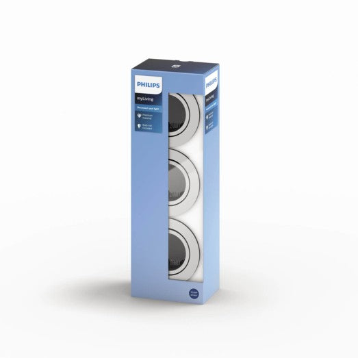 PHILIPS DONEGAL Indbygningsspot (Max 5,5W GU10 LED) Krom 3-pak u/ pære