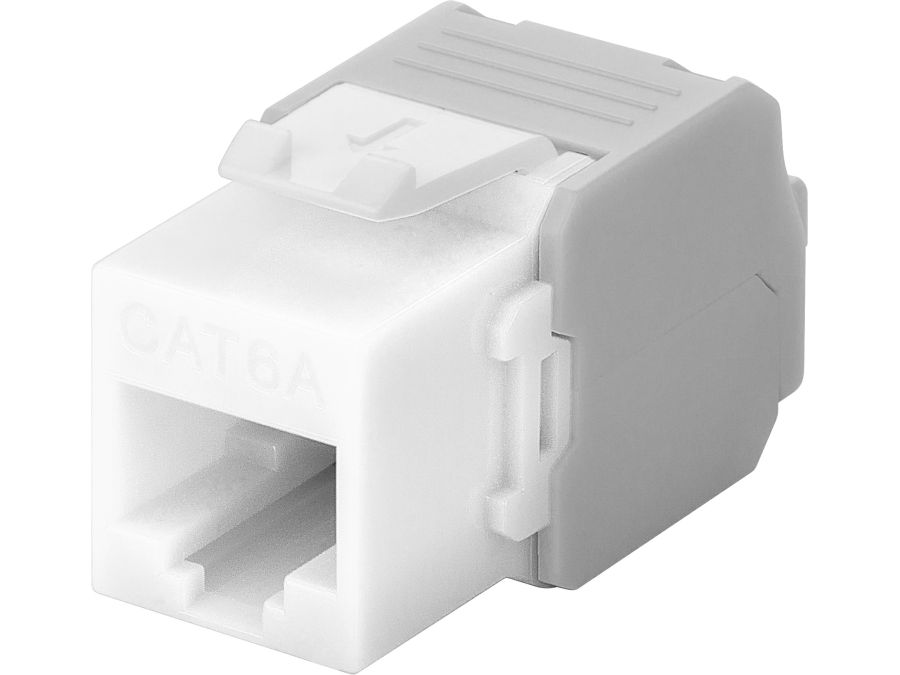 Keystone RJ45 fatning - CAT6a 500MHz uskærmet, Hvid