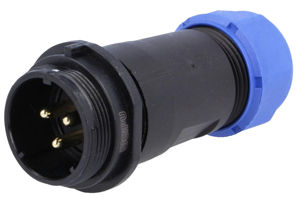 Rundstik, SP21 - 3P han, udv. gevind, Ø7-12mm, 30A (IP68)