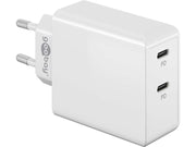 USB-C PD netadapter - 2xUSB-C, 36W/3A, Hvid