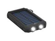 Powerbank 8.0 med solcelle og lygte - 8.000mAh, Sort