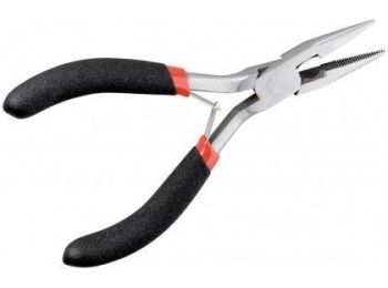 Sort fladtang - 125mm, Halvrund, m. griberiller