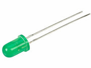 5mm 12V LED - Rund, GRØN diffus + modstand (32mcd 60°)