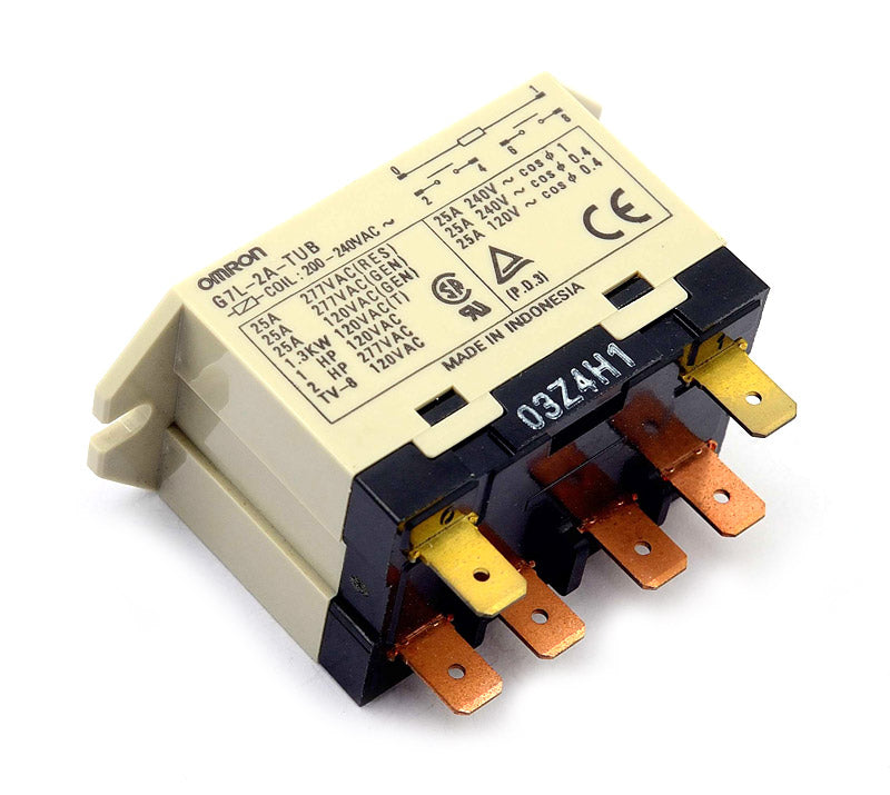 Heavy duty relæ - 230VAC / 25A, 2xslutte (6x6,3mm spade)