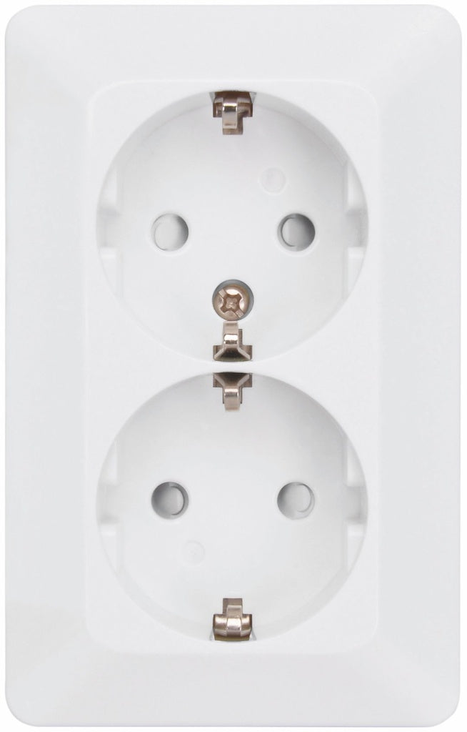 Stikkontakt dobbelt med schuko i hvid