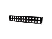 19" Patch panel - 2U, 24 x Keystone porte, Sort