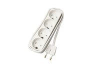 Stikdåse - 4 x DK u. jord, Hvid (1,5m)