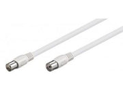 Antennekabel - Klasse A+ 3x skærm, Coax han/hun, Hvid (1,5m)