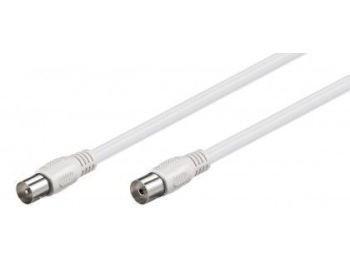 Antennekabel - Klasse A+ 3x skærm, Coax han/hun, Hvid (1,5m)