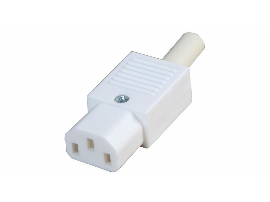 Apparatstik - IEC320-C13, 3pol hun, Hvid