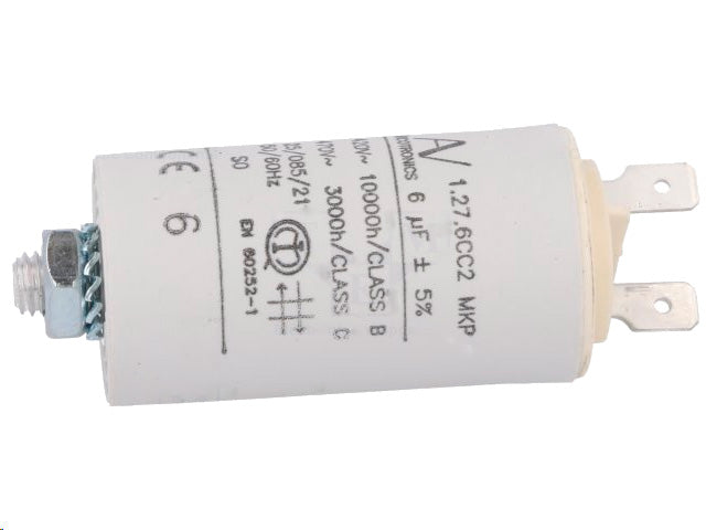MOTOR kondensator - 6uF / 420V, M8 forskruning, Spadestik