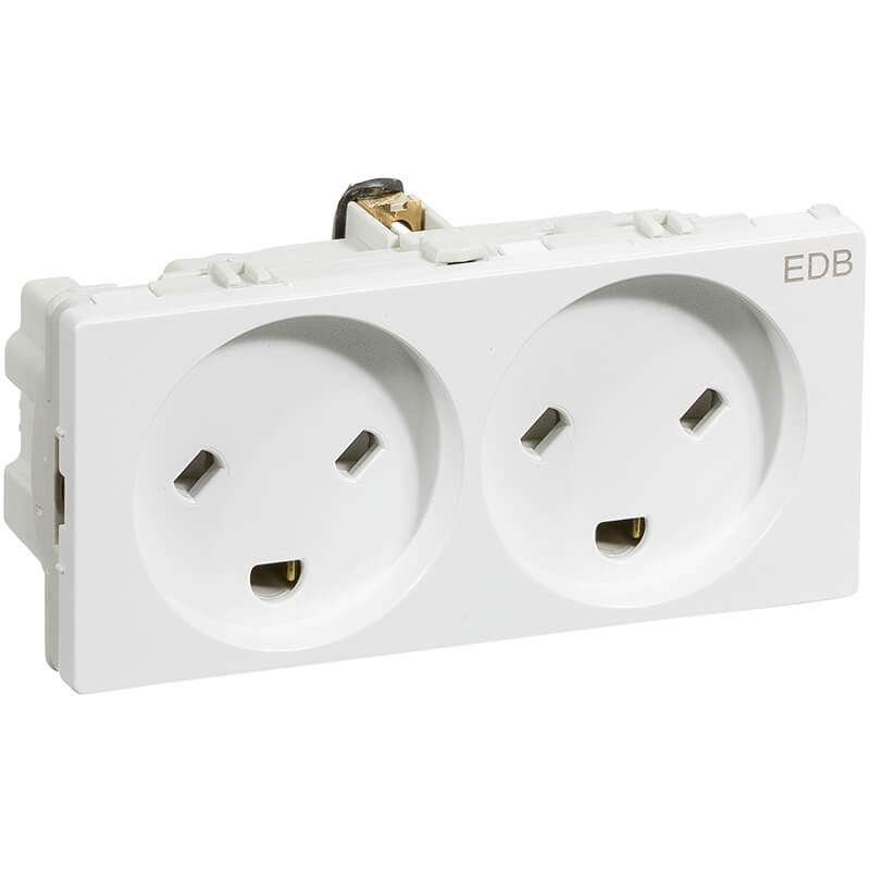 Fuga vandret EDB stikkontakt med jord 2 modul 2-pol - hvid