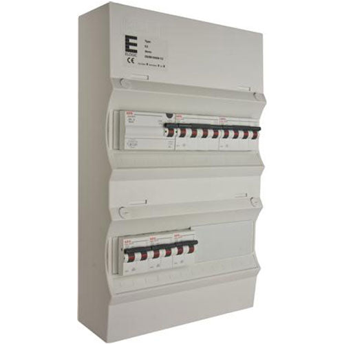 Færdigmonteret gruppetavle - HPFI - 2x16A 3P+N, 3x13A 1P+N -Grå