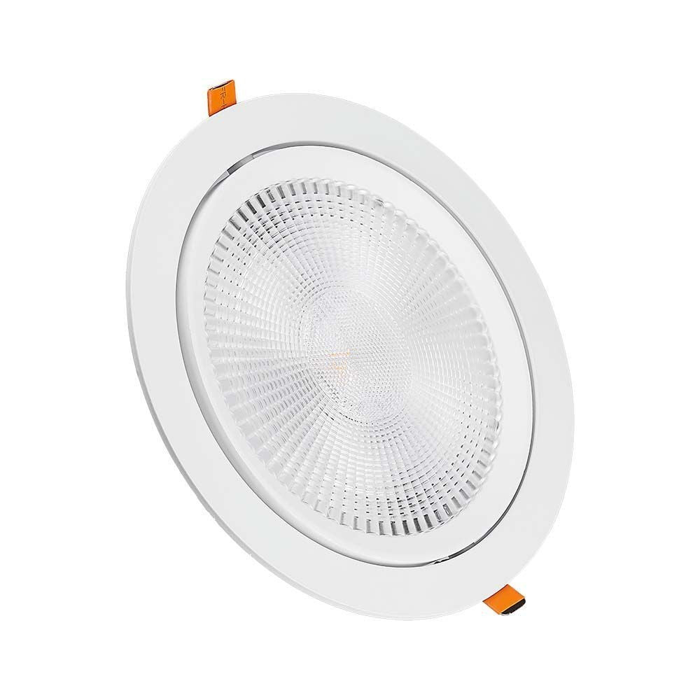 V-Tac 30W LED spotlight til indbygning med Samsung LED chip - Hul: Ø19,5 cm, Mål: Ø22,5 cm, 3,8 cm høj