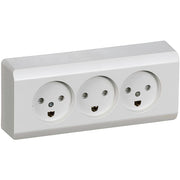 Opus 66 stikkontakt udvendig tripel lysegrå