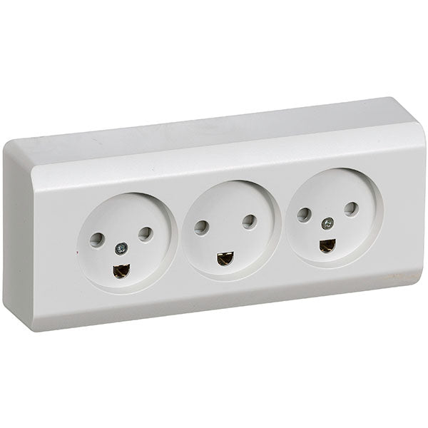 Opus 66 stikkontakt udvendig tripel lysegrå