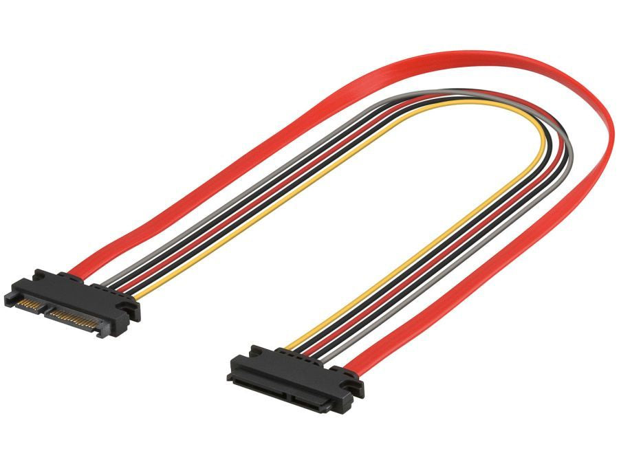 Intern PC strømforlængerkabel - SATA+strøm han/hun (0,5m)