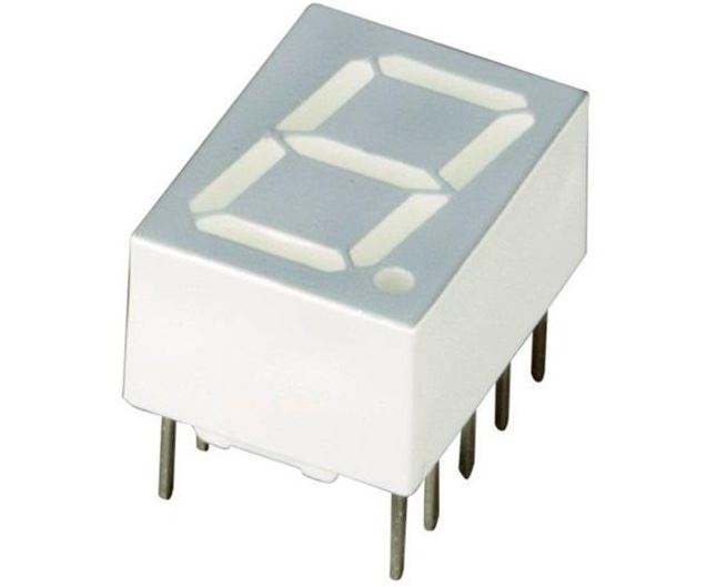 7-segment display - 10mm, Anode, Gul, 2,4-3V (3,6mcd)