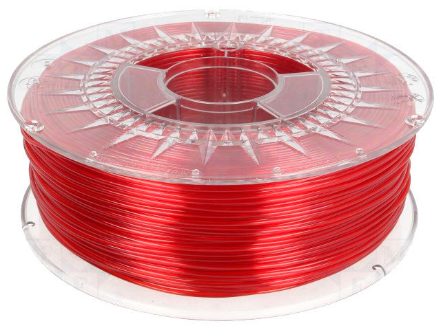 PETG filament - Ø1,75mm, Rubin rød transparent, 1kg