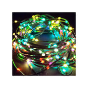 10 meter RGBIC LED lyskæde med 100 LED, grøn ledning, fjernbetjening og bluetooth - USB-opladning