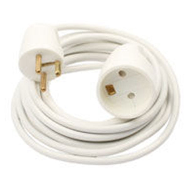 Forlængerledning med jord 5 meter - hvid
