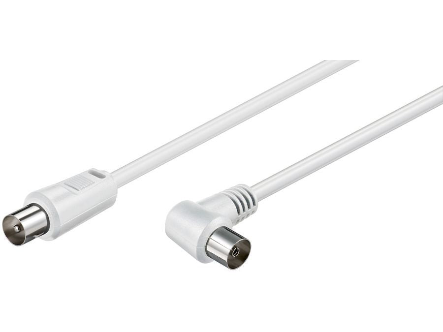 Antennekabel - COAX han > 90° COAX hun, 3C-2V, Hvid (1,5m)