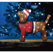 Akryl Julehund. Med 40 hvide LED. IP44